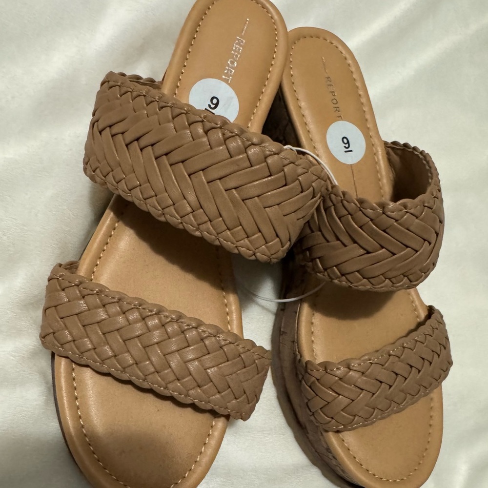 Report Brown Braided Sandals